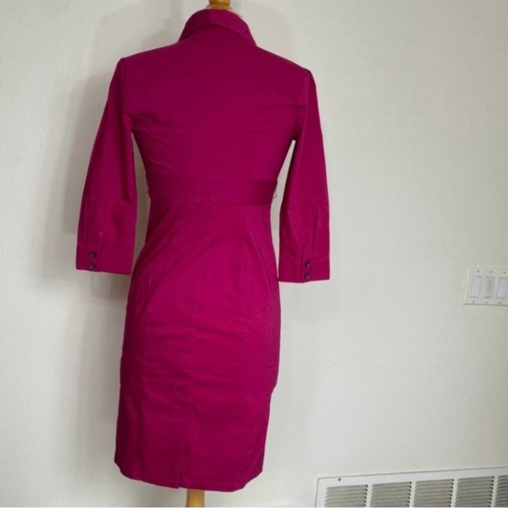 Express Womens Magenta Button Collared Stretch Sh… - image 2
